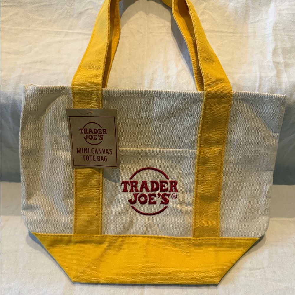 Trader Joe's 2025 Yellow and Cream Mini Canvas Tote Bag